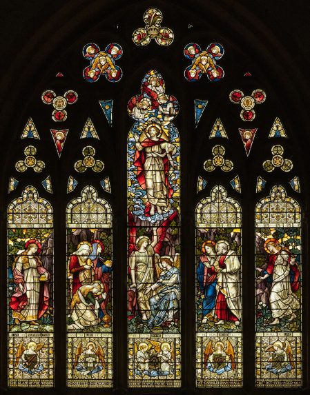 J. W. Brown and James Powell & sons, south chancel window (1880), Church of St John the Baptist, Garboldisham, Norfolk. J. W. Brown and James Powell & sons, south chancel window (1880), Church of St John the Baptist, Garboldisham, Norfolk. | Photo: Peter Hildebrand