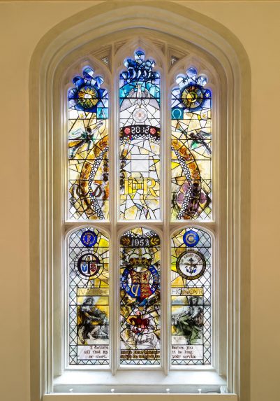 Douglas Hogg, HM Elizabeth II Diamond Jubilee window (2012), Queen's Chapel of the Savoy, London. Douglas Hogg, HM Elizabeth II Diamond Jubilee window (2012), Queen's Chapel of the Savoy, London. | Photo: By Kind Permission of Her Majesty in Right of the Duchy of Lancaster