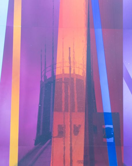 Raphael Seitz, detail of one of eight glass monoliths (2010), The approaches to Liverpool Metropolitan Cathedral. | Photo: Peter hildebrand