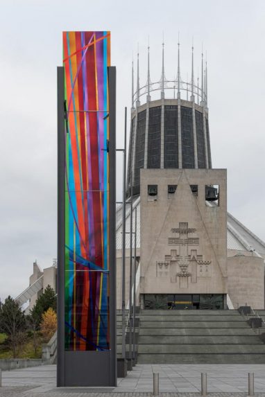 Raphael Seitz, glass monolith (2010), The approaches to Liverpool Metropolitan Cathedral. | Photo: Peter Hildebrand