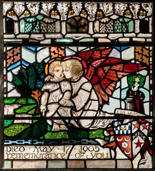 Christopher Whall, detail of Francis Cook Memorial window (1907), The Church of the Holy and Undivided Trinity with Saint Jude, Sloane Street, London. | Photo: Peter Hildebrand