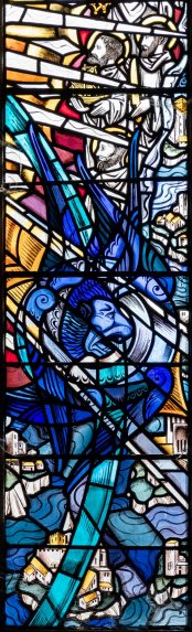 Francis Spear, detail of west window (1962), Church of All Saints, Victoria Square, Penarth. | Photo: Peter Hildebrand