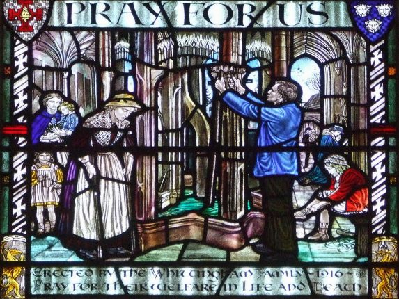 Margaret Agnes Rope, detail of St Winefride window (1916), Catholic Church of Saint Peter & Saint Paul, Newport, Shropshire. | Photo: Arthur Rope