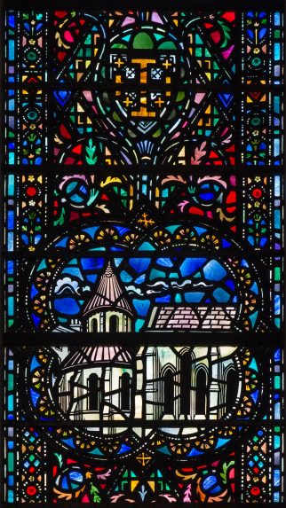 Carl Edwards, detail of east window (1954), The Temple Church, London. Carl Edwards, detail of east window (1954), The Temple Church, London. | Photo: Peter Hildebrand