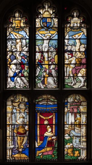 Central section of the Chapel east window (early 16th century), Chapel of The Vyne, Basingstoke, Hampshire. | Photo: Peter Hildebrand - Reproduced by kind permission of the National Trust 