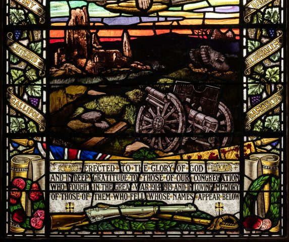 Alexander Walker and Stephen Adam Studio, detail of War Memorial window (1920), Isle of Bute Parish Church, Rothesay. | Photo: Peter Hildebrand