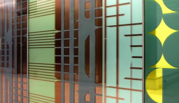 Sasha Ward, detail of mirrored glass wall (2008), The Centre, Almondvale Boulevard, Livingston. | Photo: Sasha Ward