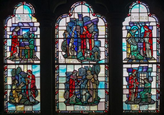 Gordon Webster, Six Acts of Mercy window (1966), Zetland Parish Church, Grangemouth, Falkirk. | Photo: Jeff Hopewell