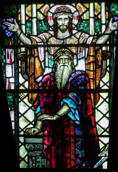 Alfred Webster and Stephen Adam Studio, detail of Melchizedek, south wall, Westruther Parish Church, Scottish Borders. | Photo: Douglas Hogg