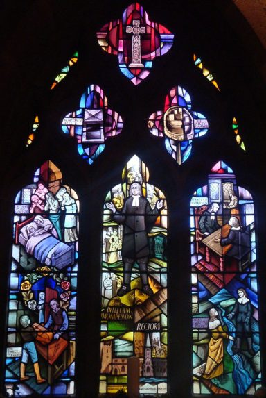 Alfred Fisher and Chaple Studio, the Plague window (1985), Church of St Lawrence, Eyam, Derbyshire. Alfred Fisher and Chaple Studio, the Plague window (1985), Church of St Lawrence, Eyam, Derbyshire. | Photo: Alfred Fisher