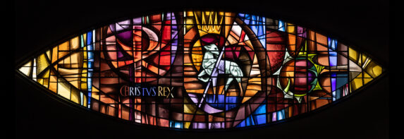 Alfred Fisher and Chapel Studio, 'Eye-window' 1976, Roman Catholic Church of St Albert, Stockbridge Village, Merseyside. Alfred Fisher and Chapel Studio, 'Eye-window' 1976, Roman Catholic Church of St Albert, Stockbridge Village, Merseyside. | Photo: Peter Hildebrand