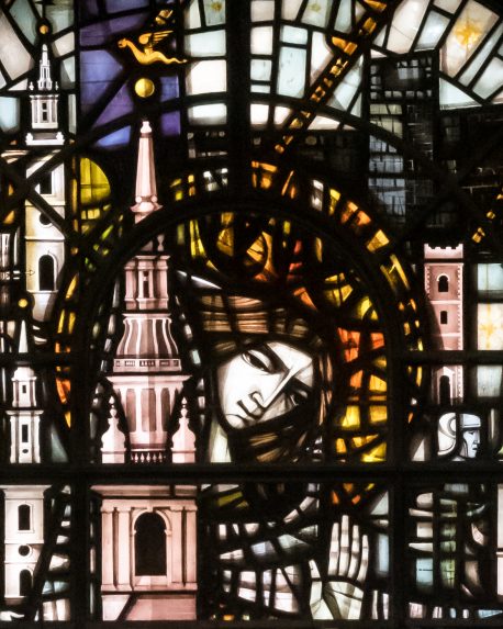 John Hayward, detail of St Mary window (1963), Church of St Mary le Bow, London. John Hayward, detail of St Mary window (1963), Church of St Mary le Bow, London. | Photo: Peter Hildebrand