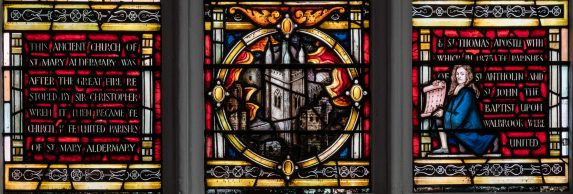 Lawrence Lee, detail of east window of the Lady Chapel (1955), Church of St Mary Aldermary, London EC4 | Photo: Peter Hildebrand