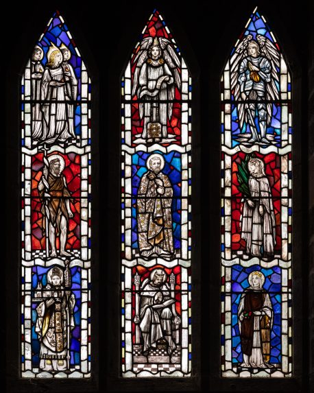 Christopher Whall and Lowndes & Drury, Angels and Saints east window (1902), All Saints' Church, Brockhampton, Herefordshire. | Photo: Peter Hildebrand
