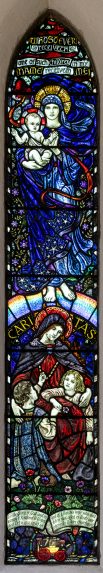 Karl Parsons and Lowndes and Drury, Roland B. Cooper memorial window (1927), Church of St. Mary, Bibury, Gloucestershire. Karl Parsons and Lowndes and Drury, Roland B. Cooper memorial window (1927), Church of St. Mary, Bibury, Gloucestershire. | Photo: Peter Hildebrand