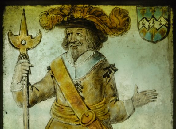 Detail showing William Barnston from the east window of the south-east chapel, (c.1660-64), Church of St Chad, Farndon, Cheshire. Detail showing William Barnston from the east window of the south-east chapel, (c.1660-64), Church of St Chad, Farndon, Cheshire. | Photo: Jonathan and Ruth Cooke