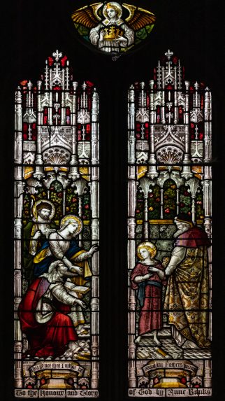 Edward Reginald Frampton, Christ with the Doctors in the Temple, west window of the north aisle (1891), Church of St Deiniold, Hawarden, Flintshire. | Photo: Peter Hildebrand