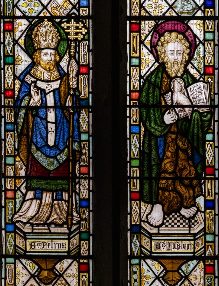 F Sydney Eden and Drake & Son, detail of south aisle window (1930), Church of St John the Baptist, Staveley, Derbyshire. F Sydney Eden and Drake & Son, detail of south aisle window (1930), Church of St John the Baptist, Staveley, Derbyshire. | Photo: Peter Hildebrand