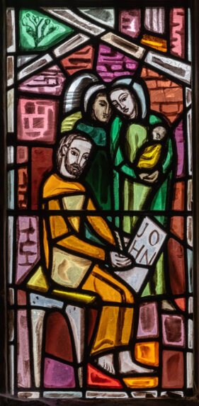 Castle Donnington - Pollen detail Patrick Pollen, detail of St John the Baptist window (c.1960), Church of St Edward King and Martyr, Castle Donnington, Leicestershire. | Photo: Peter Hildebrand