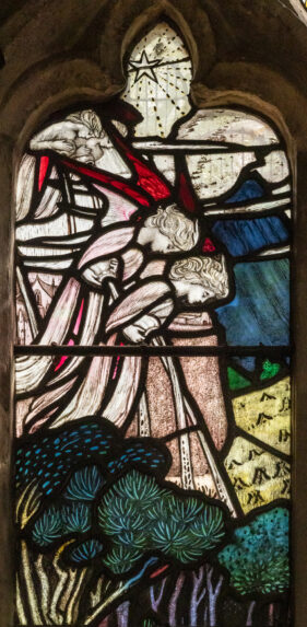 Louis Davis and James Powell & Sons, detail of south aisle window (1909), Church of St Peter & St Paul, Great Bowden, Leicestershire. Louis Davis and James Powell & Sons, detail of south aisle window (1909), Church of St Peter & St Paul, Great Bowden, Leicestershire. | Photo: Peter Hildebrand