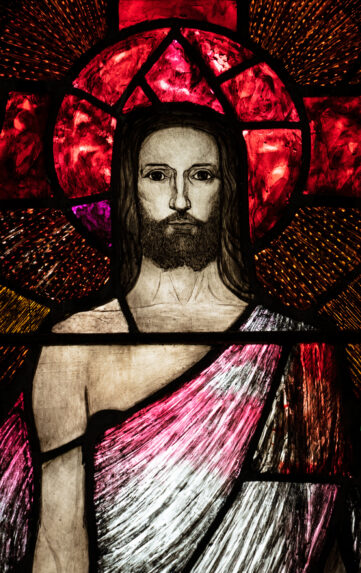 Wilhelmina Geddes and Michael Healy, made at An Túr Gloine, detail of the Resurrection window (1923-24), Holy Trinity Church, Bardsea, Cumbria. Wilhelmina Geddes and Michael Healy, made at An Túr Gloine, detail of the Resurrection window (1923-24), Holy Trinity Church, Bardsea, Cumbria. | Photo: Jozef Vrteil