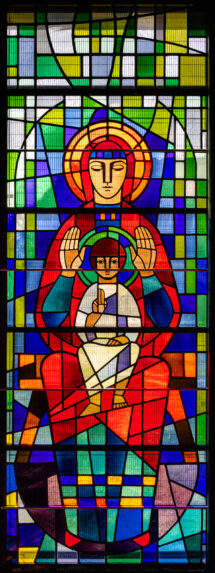 Helen Moloney and Abbey Stained Glass Studio, detail of Louis Suite window (1966), Holy Family Catholic Church, Millbrook, Southampton. | Photo: Peter Hildebrand