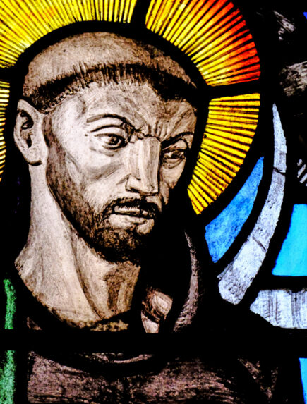 Wilhelmina Geddes, detail of St Francis of Assisi and His ‘Canticle of All Created Things’ (1930), Church of St Michael and All Angels, Northchapel, West Sussex. Wilhelmina Geddes, detail of St Francis of Assisi and His ‘Canticle of All Created Things’ (1930), Church of St Michael and All Angels, Northchapel, West Sussex. | Photo: Jozef Vrteil