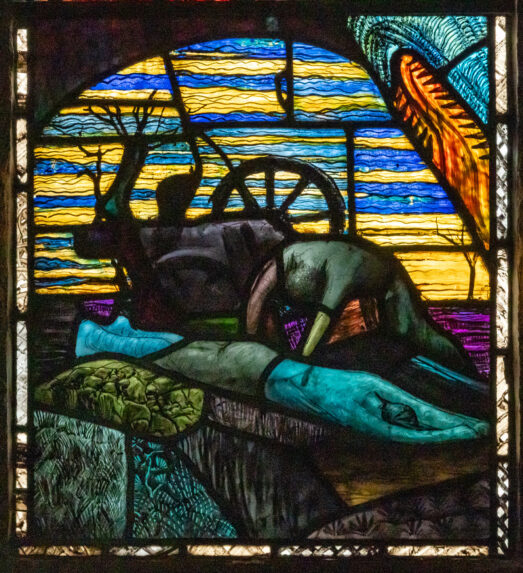 Michael Healy and An Túr Gloine, detail of north nave war memorial window (1921), Church of St Peter, Wallsend, Tyne and Wear. Michael Healy and An Túr Gloine, detail of north nave war memorial window (1921), Church of St Peter, Wallsend, Tyne and Wear. | Photo: Peter Hildebrand