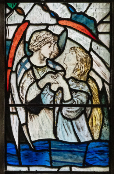 Louis Davis and Lowndes & Drury, detail of east window (1897), Chapel of St John the Baptist, Matlock Dale, Derbyshire. Louis Davis and Lowndes & Drury, detail of east window (1897), Chapel of St John the Baptist, Matlock Dale, Derbyshire. | Photo: Peter Hildebrand